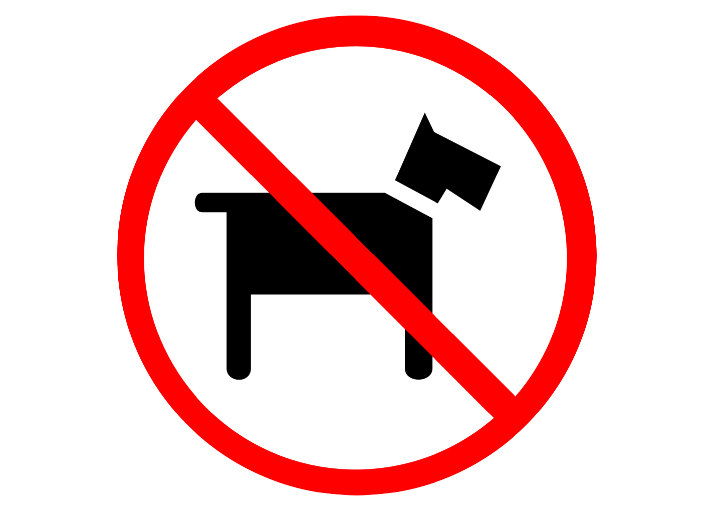 Hundeverbot als Beispiel einer Kombination von Icon und Symbol