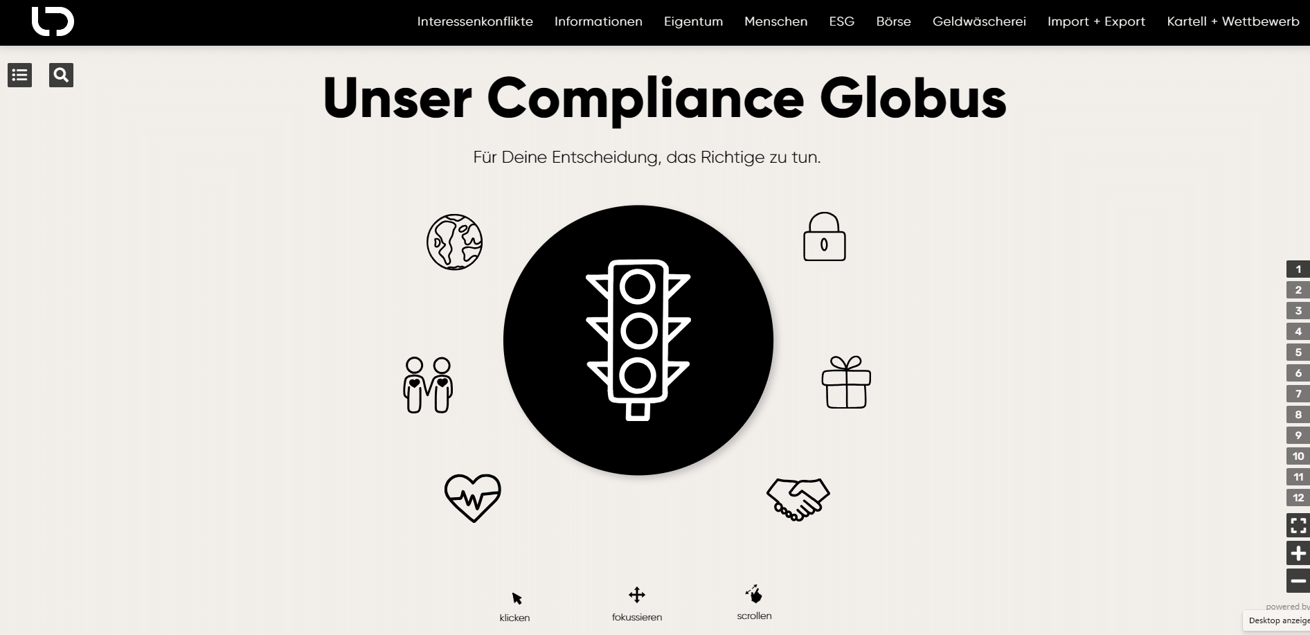 Screenshot des Compliance Globus
